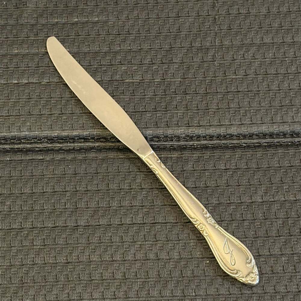 Customcraft Stainless Solid Modern Dinner Knife with Monogram J